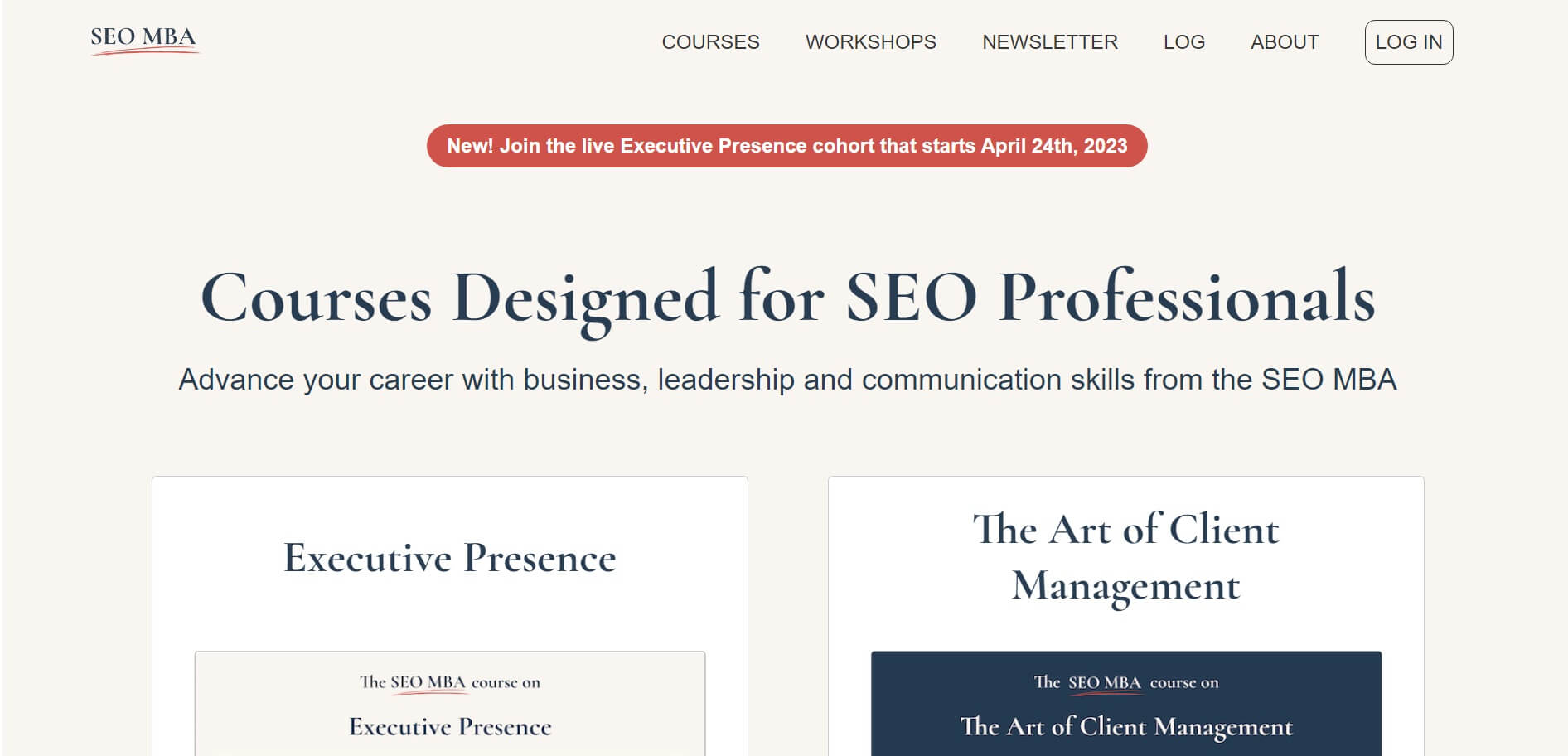 SEO MBA is an example of a website selling online courses.