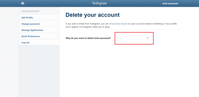 How to delete your Instagram on Desktop. Step 1