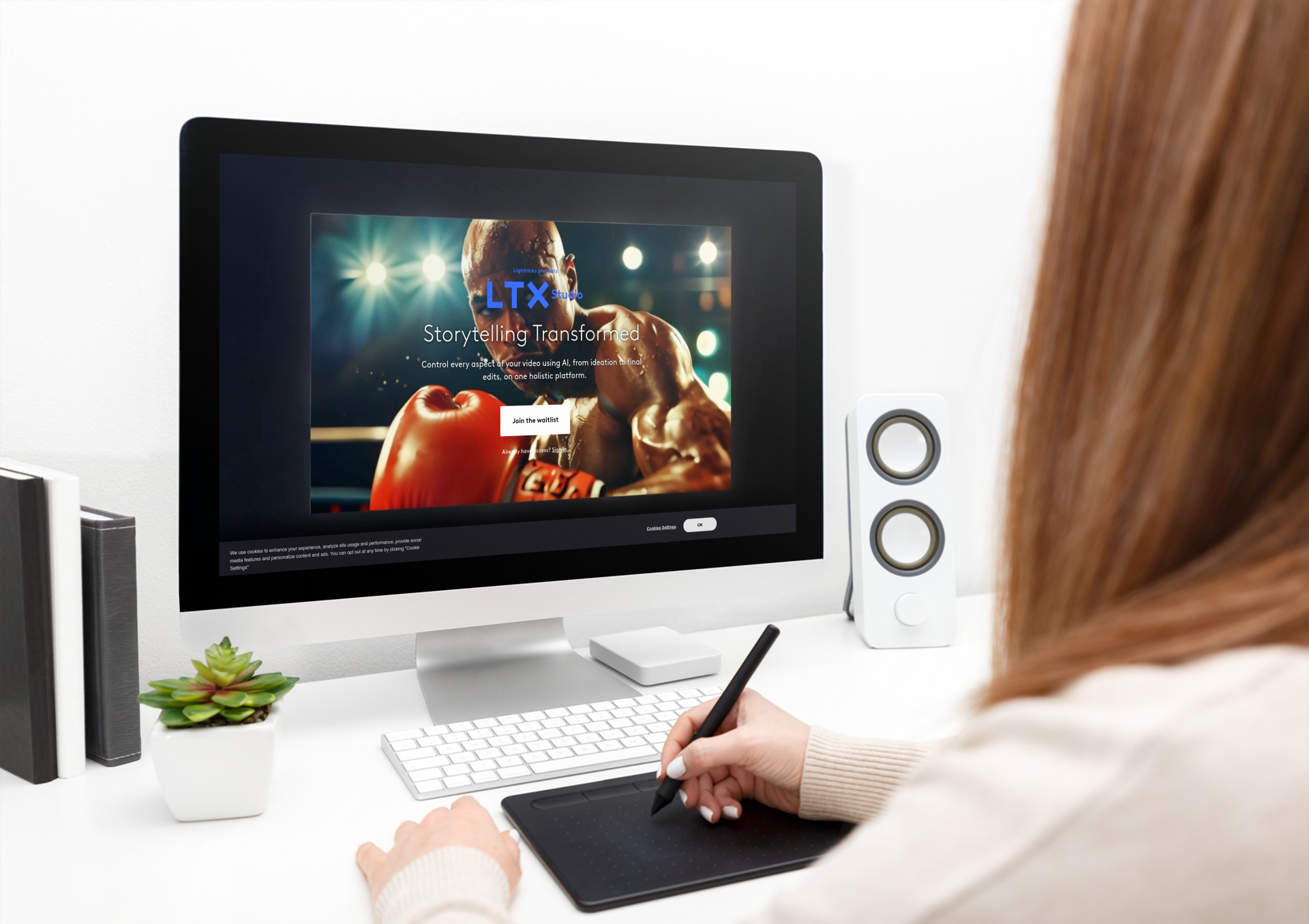 digital mockup of a designer working on her imac