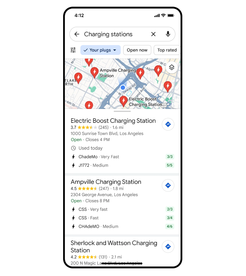 EV Charging Information on Google Maps