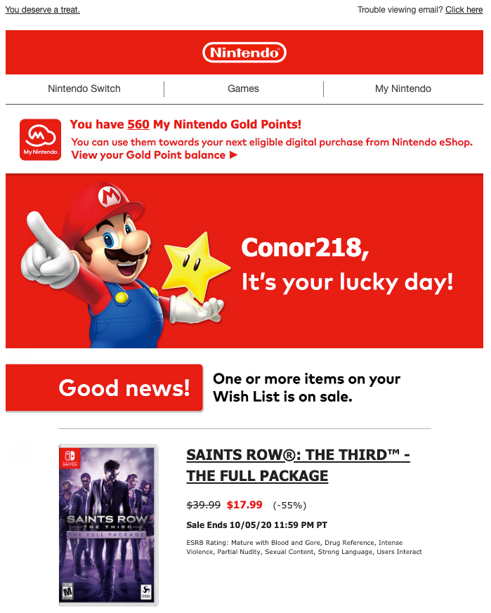 Nintendo Switch Email