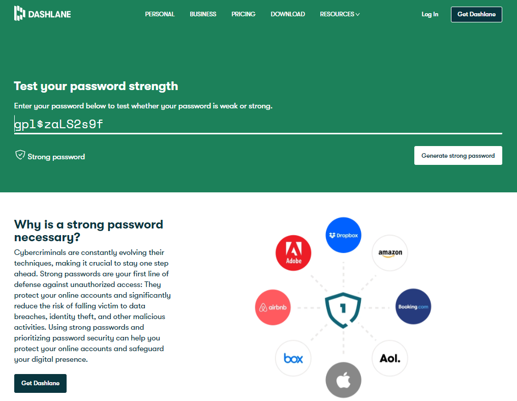 dashlane password strength test