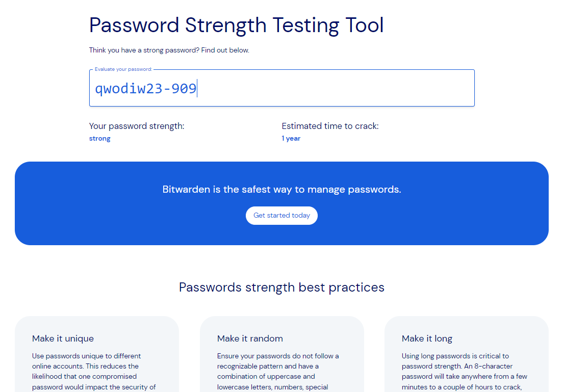 Password Strength Test Tool