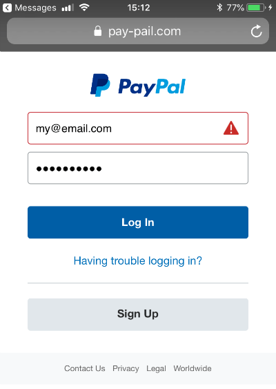 PayPal Scam UI
