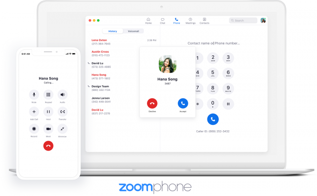 Zoom Phone VoIp service on laptop and mobile